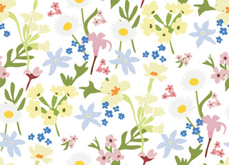 Spring bloom floral seamless pattern. Modern floral wallpaper for different purposes. Vector illustration.