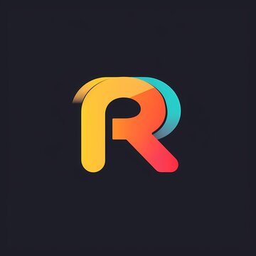 An HD-captured image of a sleek and minimalistic vector logo, portraying the letter 'R' in a colorful and flat illustration style.