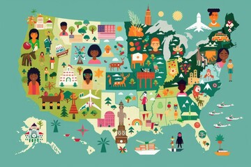 Vintage Travel USA Map