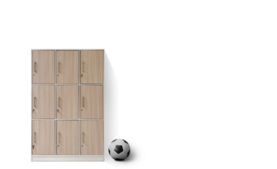 Lockers in the gym with soccer balls PNG transparent