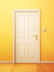 A white door next to a light yellow wall