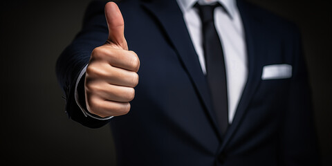 Businessman celebrating success with thumbs up, cropped shot of a businessman giving you the thumbs