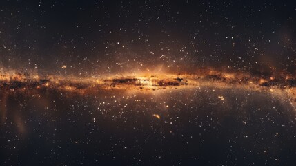 Stellar panorama of the Milky Way, with golden starlight painting a magnificent scene of the galaxy. - obrazy, fototapety, plakaty