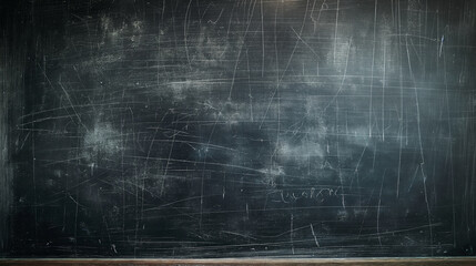 A close-up of an empty blackboard, the traces of yesterday's lessons faintly visible, telling a story of learning and erasure, School - obrazy, fototapety, plakaty