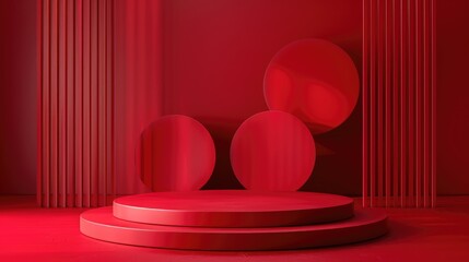 3d style podium shaped red luxury background. Illustration for promoting sales and marketing