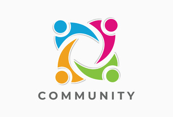 People Community Icon. Colorful Circular Human Logo for Teamwork, group, network, social, together, family, friendship, partnership, connection, team, union, unity, society.