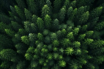 Aerial top view of green trees in the forest
