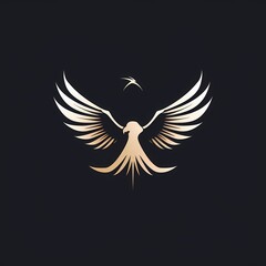 An elegant and minimalist representation of a soaring eagle in a vector logo, symbolizing power and freedom.