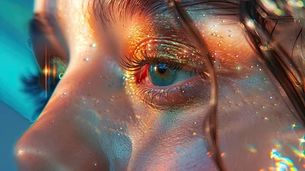 Schilderijen op glas A close up of a woman's eyes with makeup © MiguelAngel