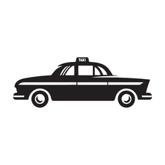 Urban Taxi Vector Spectacle - Navigating the Vibrant Cityscape with Shadows of Taxi Silhouette - Taxi Illustration - Minimallest Taxi Vector
