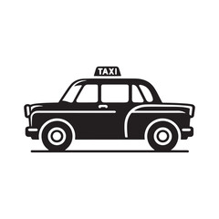 Dynamic Taxi Silhouette Showcase - A Visual Ode to the Hustle and Bustle of City Streets with Taxi Illustration - Minimallest Taxi Vector
