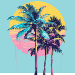 Miami vice colors palm trees