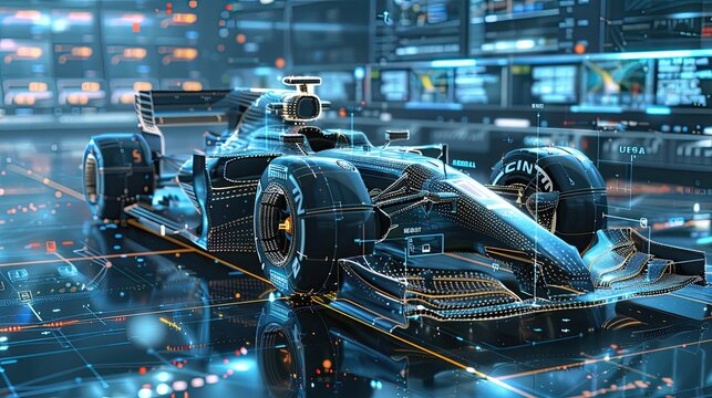formula one car hi tech schematic.