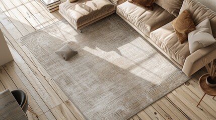 Rug made with natural fabrics on the floor of a house