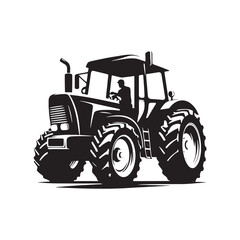 Majestic Tractor Silhouette Showcase - Cultivating the Fields of Tomorrow with Tractor Illustration - Minimallest Tractor Vector
