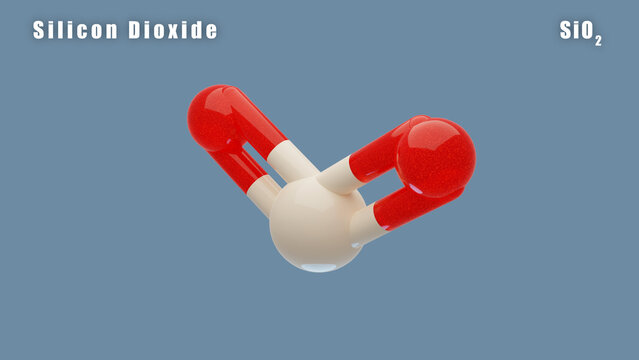 Silicon Dioxide Of Sio2 3D Conformer Animated Render. Food Additive E551