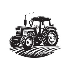 Vibrant Tractor Silhouette Extravaganza - Cultivating the Fields of Innovation with Tractor Illustration - Minimallest Tractor Vector
