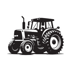Illuminating Tractor Silhouette Spectacle - Embracing the Spirit of Innovation in Every Field with Tractor Illustration - Minimallest Tractor Vector
