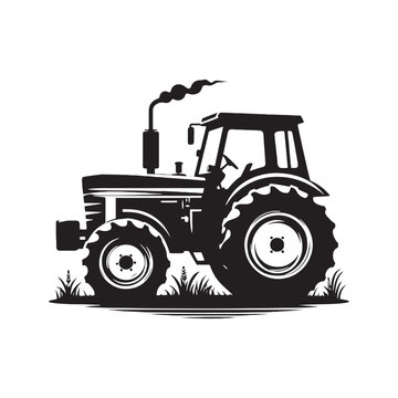 recommend clip art: Dynamic Tractor Silhouette Elegance - A Visual Ode to the Pioneers of Modern Farming with Tractor Illustration - Minimallest Tractor Vector
                    