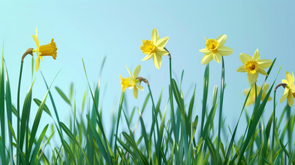 Obraz premium yellow daffodils in grass