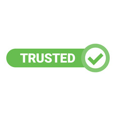 green vector trusted label on white background