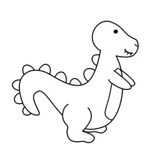 cute hand drawn cartoon character black and white dinosaur funny vector illustration for coloring art