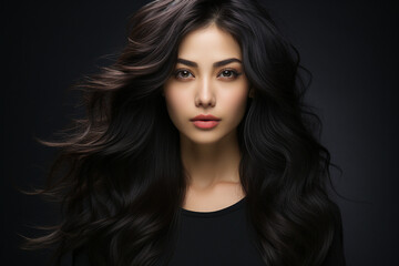 Naklejka premium AI generated image of beautiful model woman in the hairdresser salon gets a new haircut