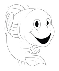 Fish coloring book page for kids