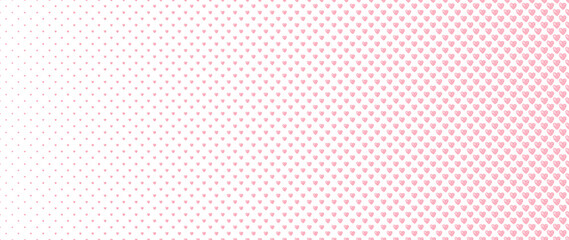 Blended  doodle pink heart on white for pattern and background, halftone effect.