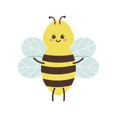 Cute smiling bee. Design element for postcard, card, sticker, print