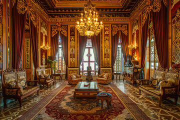 Ambassador's room Inside of rich decorated Royal Palace.