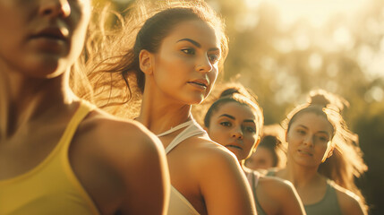 Sun-Drenched Exercise, Close-Up of Women in Park Doing Workout Routine