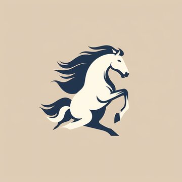 A sleek and modern flat vector logo of a majestic horse, conveying strength and grace in a minimalist design