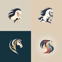 A sleek and modern flat vector logo of a majestic horse, conveying strength and grace in a minimalist design