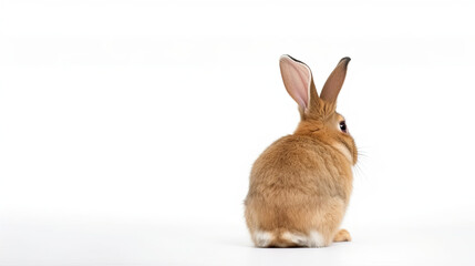 Fototapeta premium Back view of rabbit isolated on white background