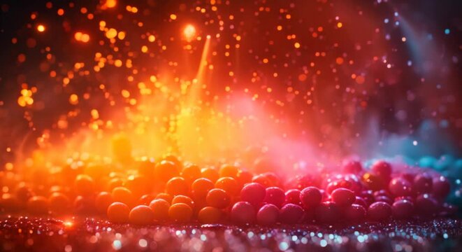 Wildfire of spicy hot candies setting the night ablaze with colors