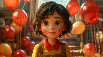 3D cartoon farewell party heartfelt goodbyes