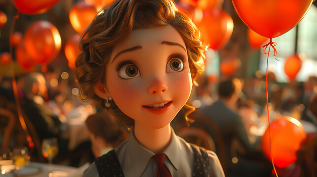 3D cartoon farewell party heartfelt goodbyes