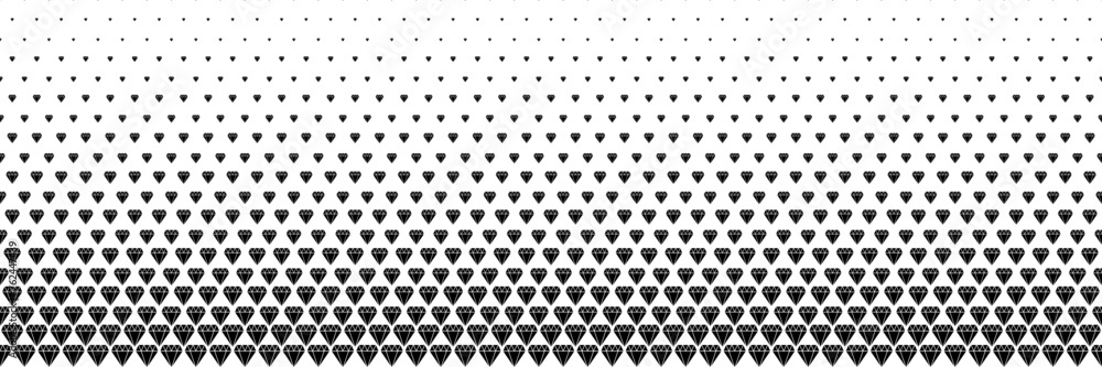 Poster horizontal halftone of black diamond design for pattern and background.