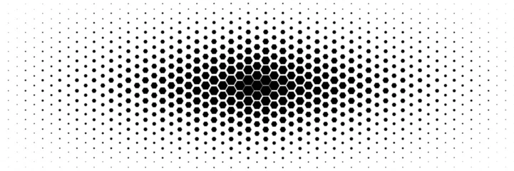 Foto op Canvas horizontal halftone of black hexagon design for pattern and background. © eNJoy Istyle