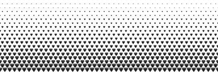 horizontal halftone of black diamond design for pattern and background.