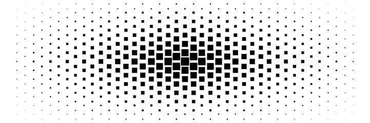 horizontal halftone of black square design for pattern and background.