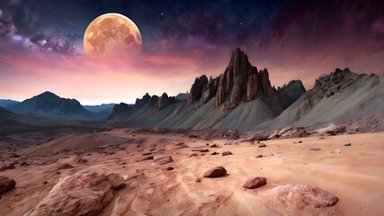 cosmic landscape on a distant planet in space.