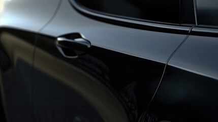 Close-Up Shots of Tinted Black Car Detailing