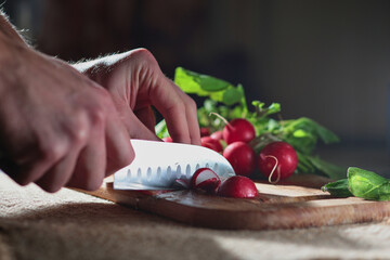 fresh radish on a wooden board still life close up