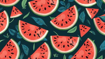 Watermelon pattern flat vector design