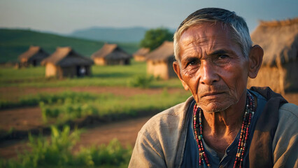 A very old man from the village, waiting for the end of his day in another very long, and old age.