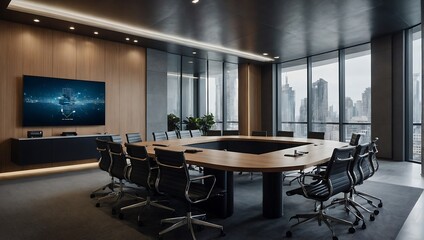 minimalist, elegant and modern meeting room. AI generated