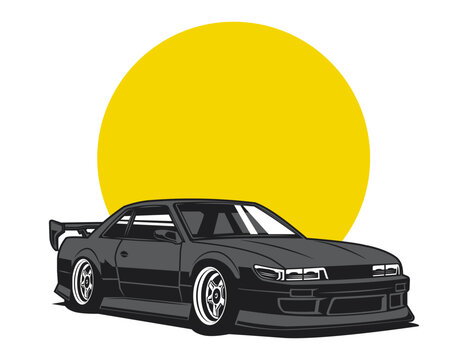 90s car design for isolated vehicle illustrator vector graphic