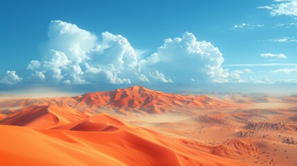 Fototapeta na wymiar Desert Landscape With Blue Sky and Clouds